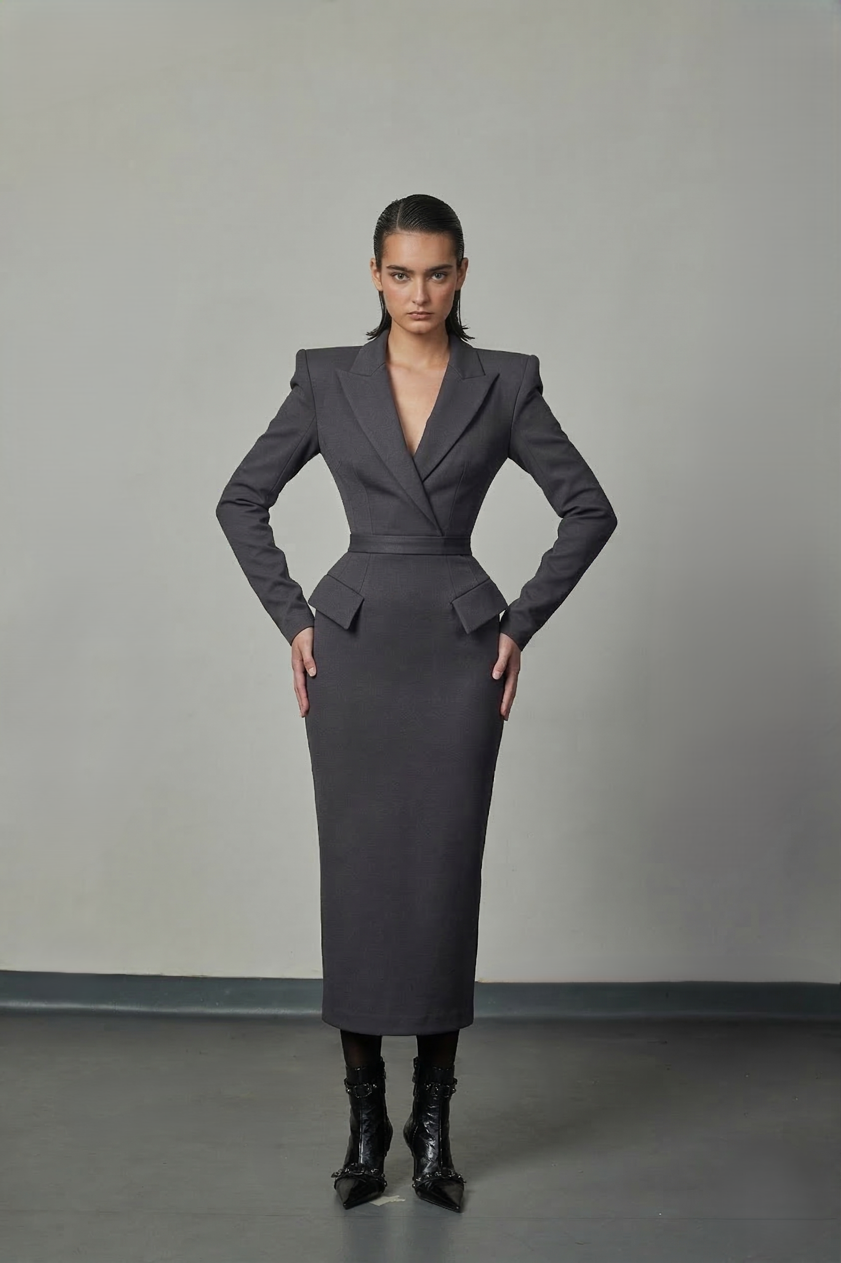 Sovereign Contour Midi Blazer Dress — AERADAME