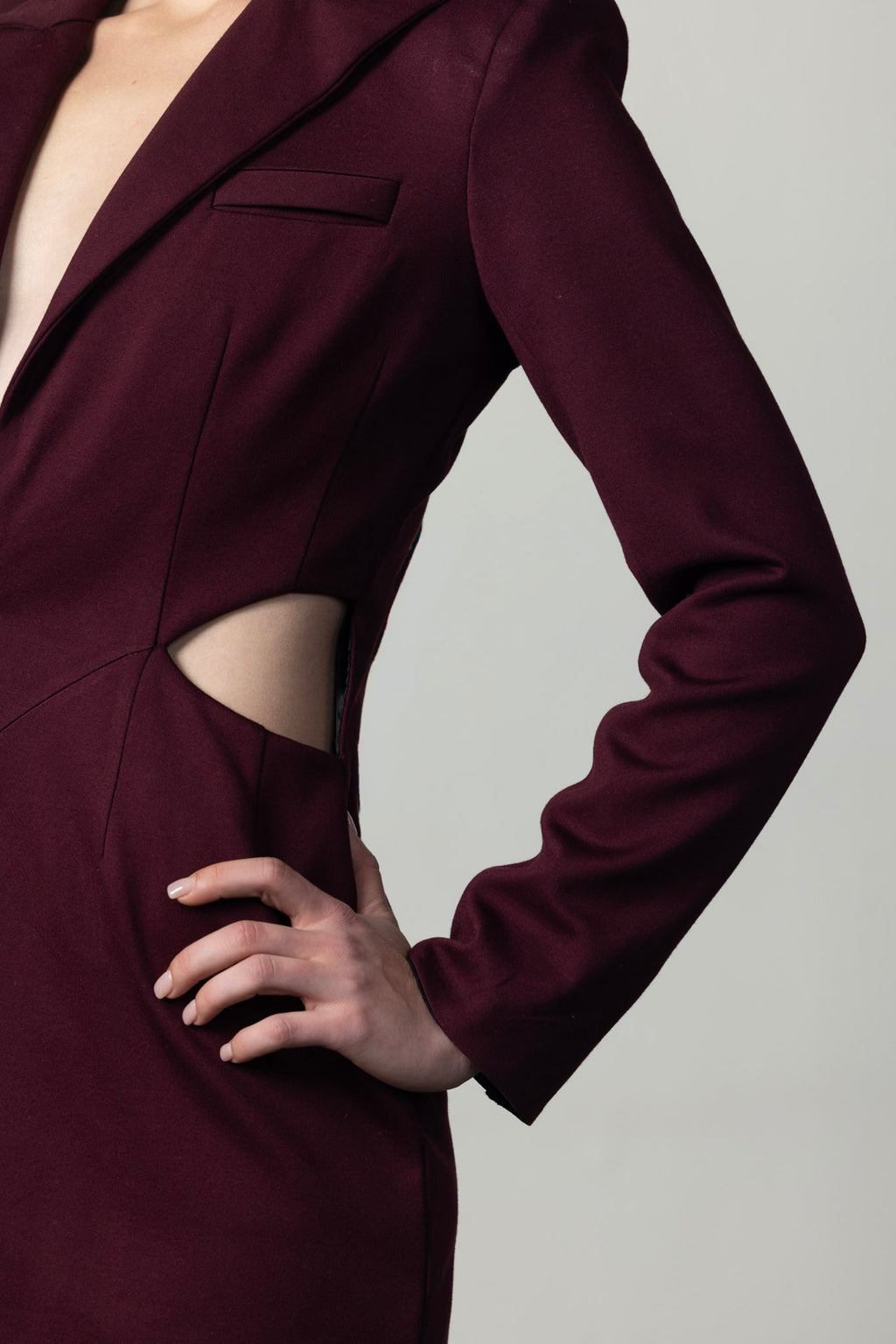 Crimson Rift Sculpted Blazer Dress