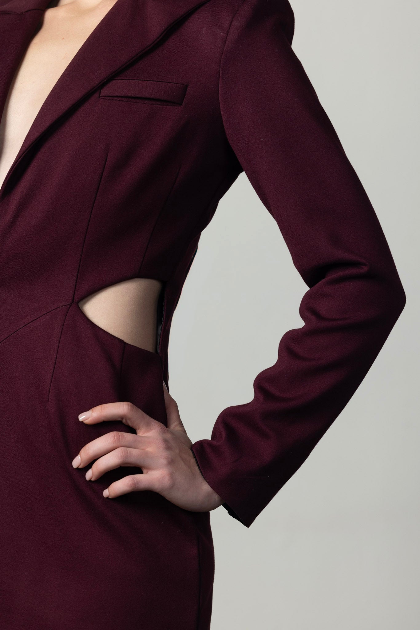 Crimson Rift Sculpted Blazer Dress