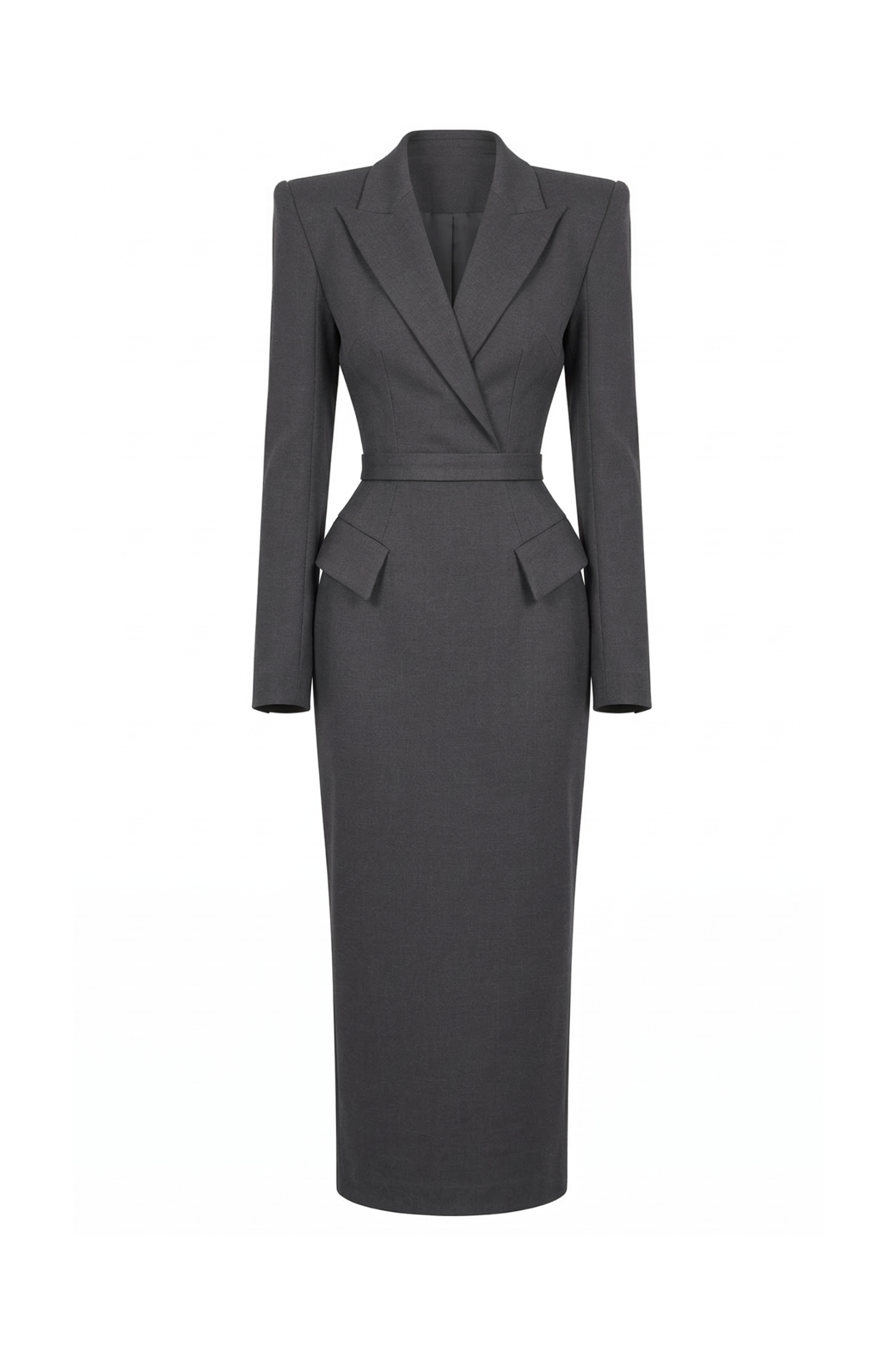 Gray suit dress on a white background