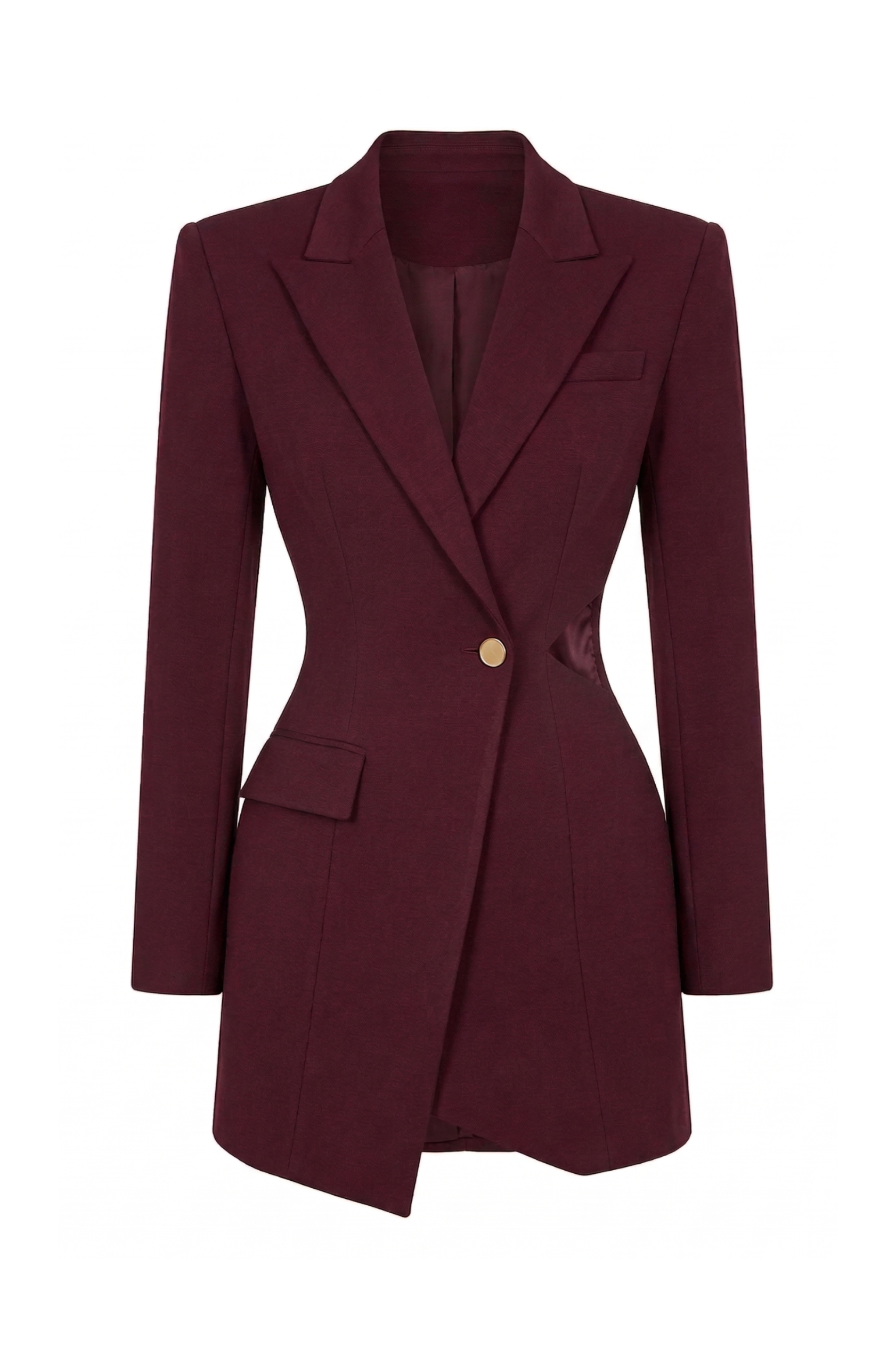 Maroon blazer on a white background