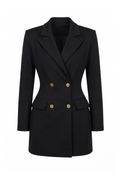 Black coat with gold buttons on a white background