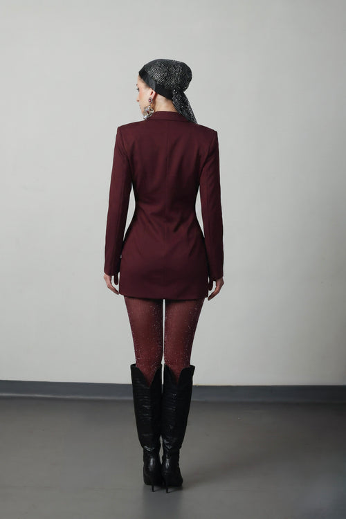 Crimson Rift Sculpted Blazer Dress